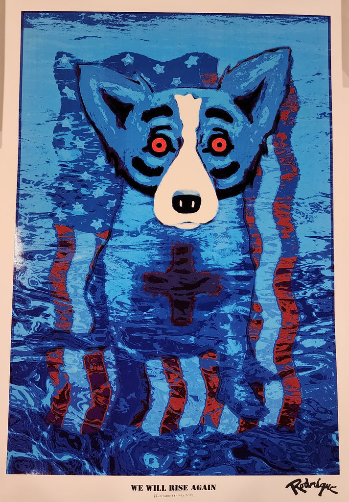 "We Will Rise Again" Blue Dog by George Rodrigue - Estate Signed