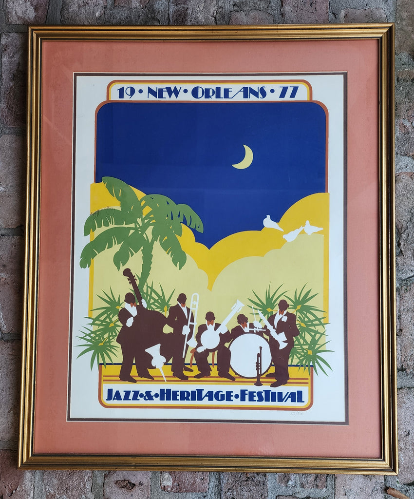 1977 New Orleans Jazz Fest Poster - Numbered & Framed