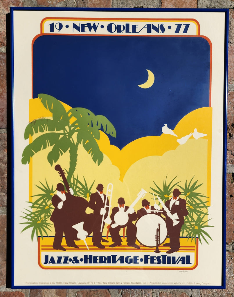 1977 New Orleans Jazz Fest Poster - Numbered & Framed