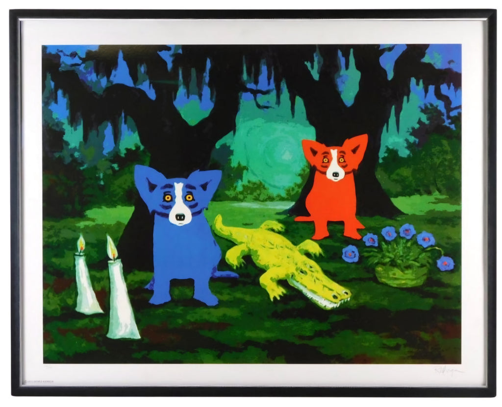 "Who Will She Today?" Blue Dog Print by George Rodrigue - Signed