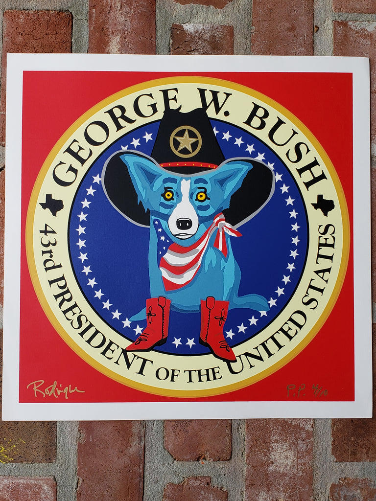 "43rd President of the United States (George W. Bush): Red" George Rodrigue Blue Dog Print, Publishers Proof