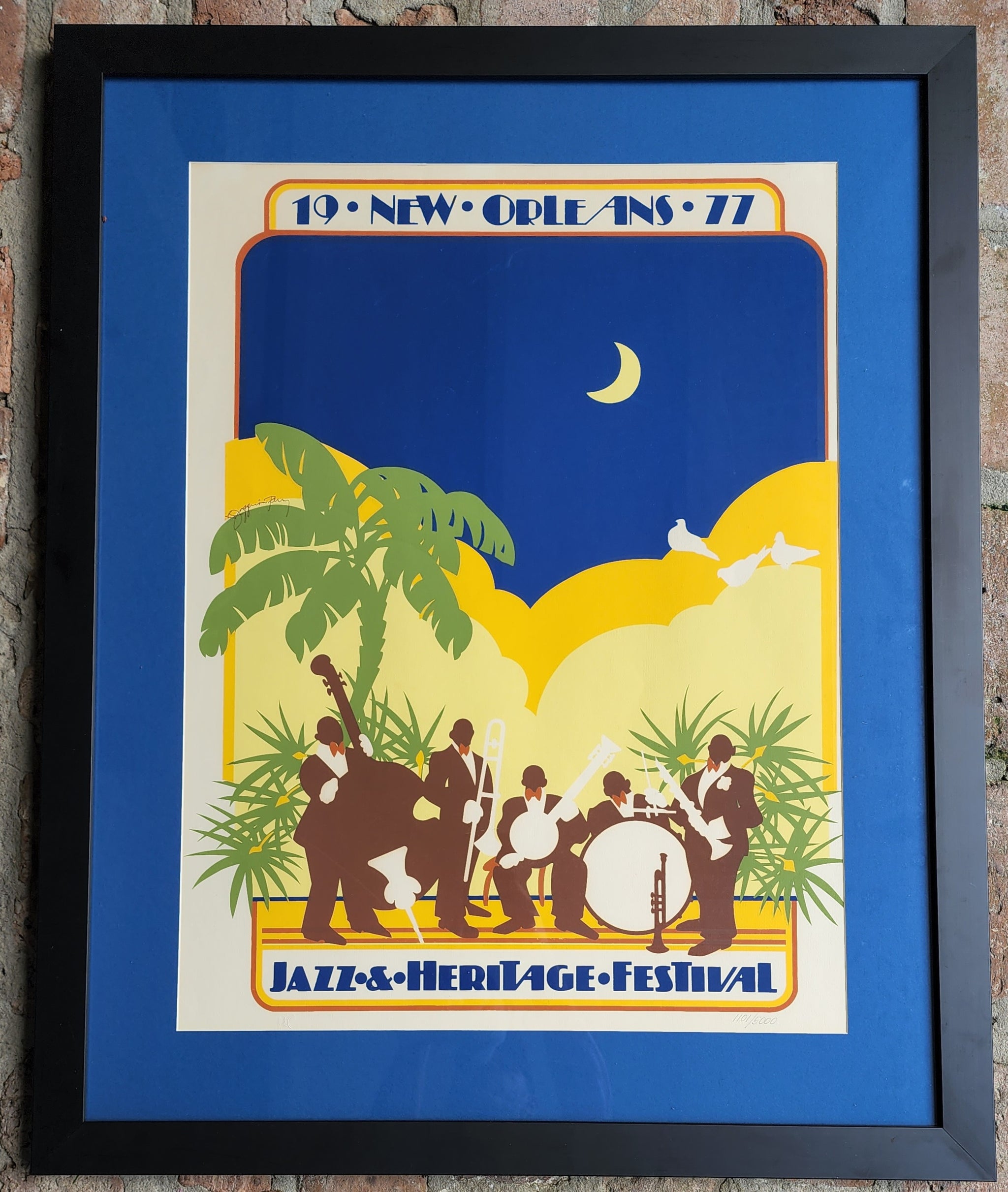 1977 New Orleans Jazz Fest Poster Numbered & Framed Geaux Art