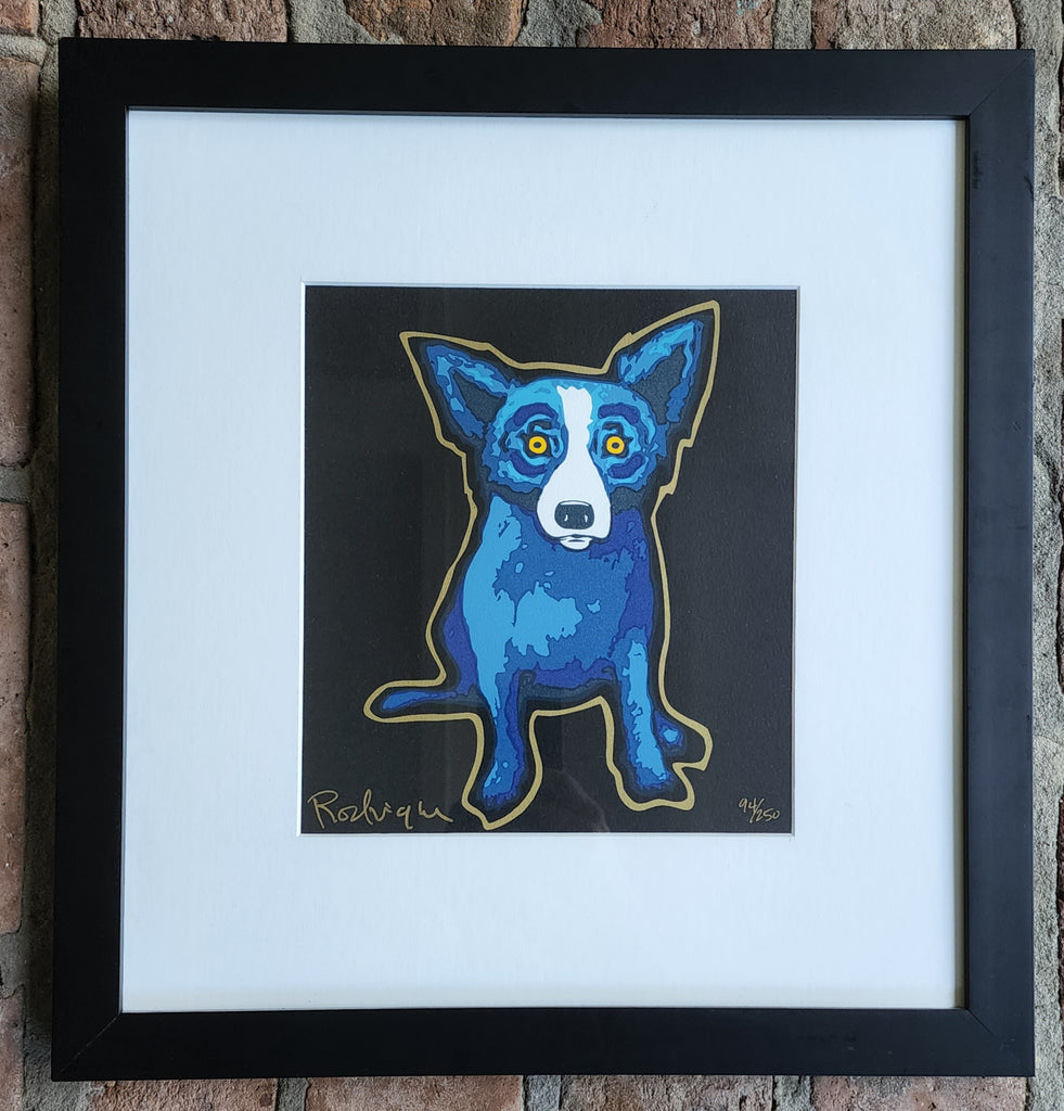 "The Golden Shadow" Blue Dog Print by George Rodrigue - Signed
