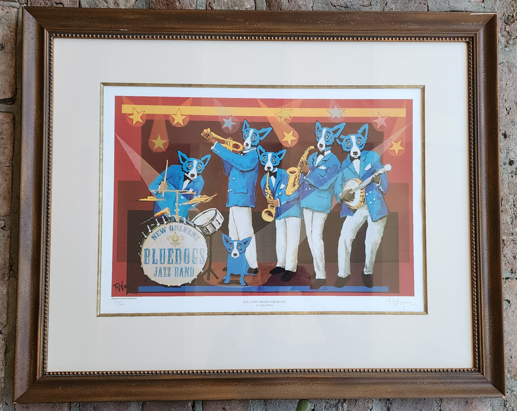 "You Can't Drown the Blues" Blue Dog Print by George Rodrigue - Signed