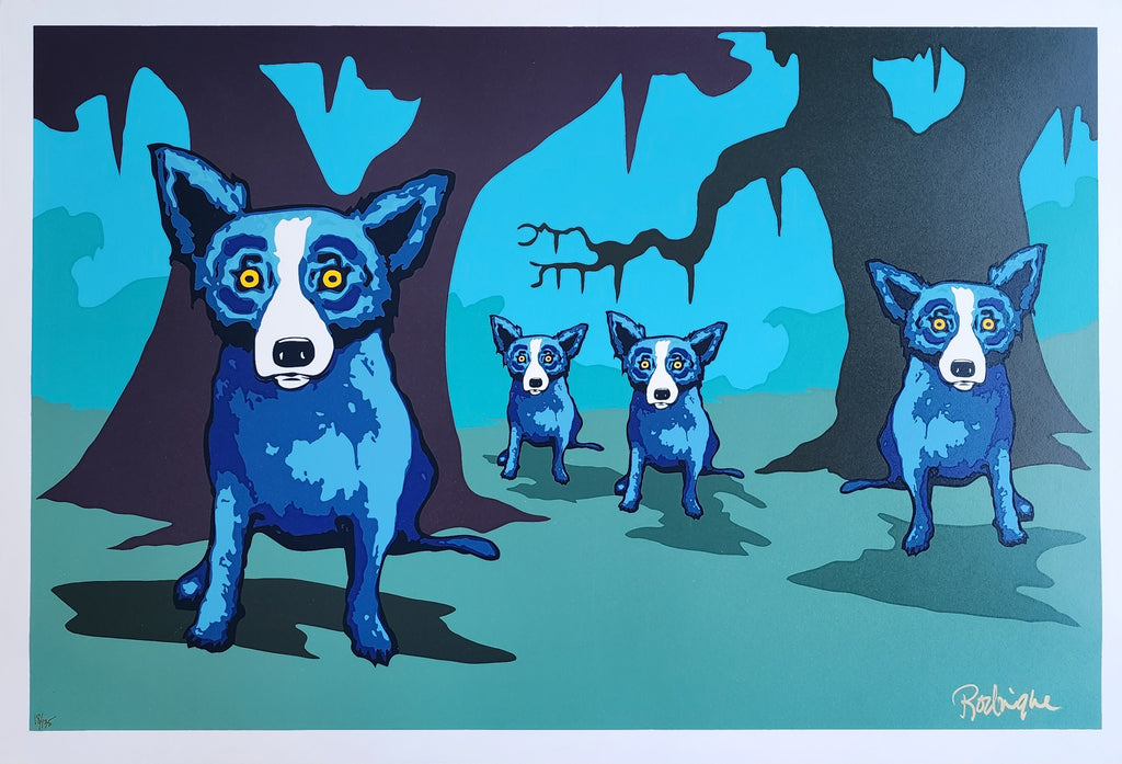 "Walkin' to New Orleans" Blue Dog Print by George Rodrigue - Signed