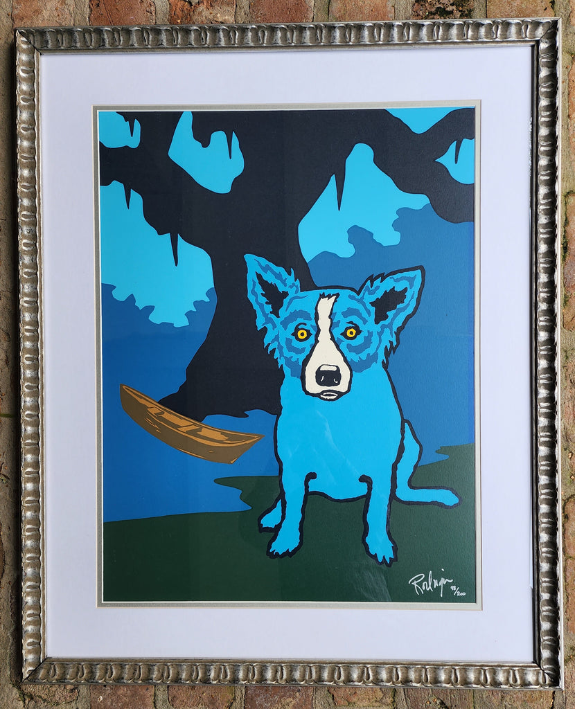 "Row With Me Henry" Blue Dog Silkscreen by George Rodrigue - Signed & Framed
