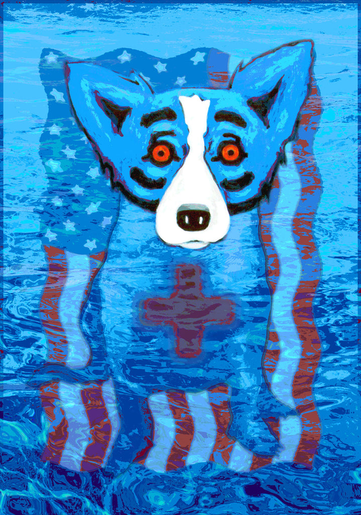 "We Will Rise Again" Blue Dog by George Rodrigue - Signed