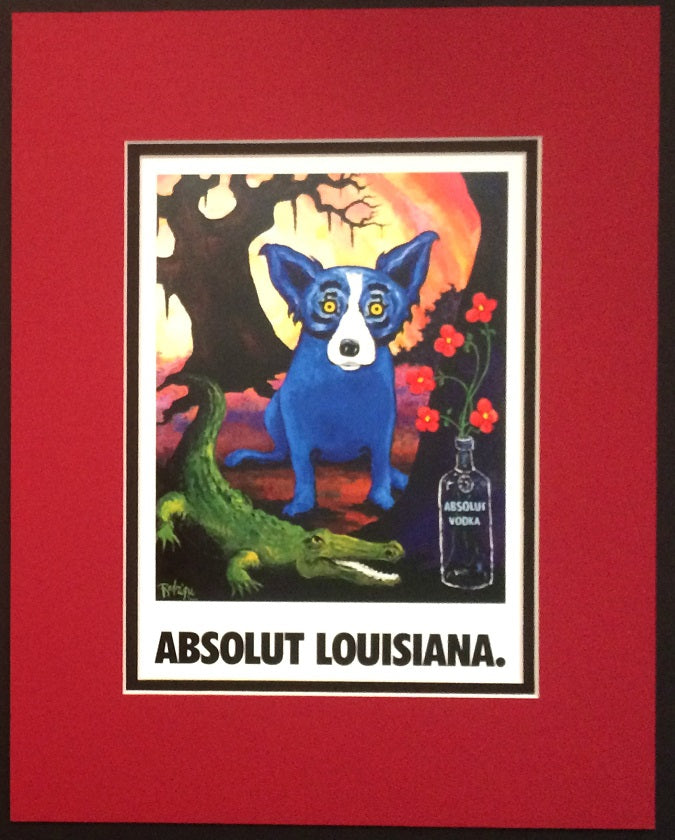 Blue Dog Absolut Louisiana, Matted - Red
