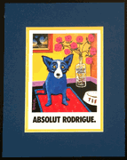 Blue Dog Absolut Rodrigue, Matted - Blue