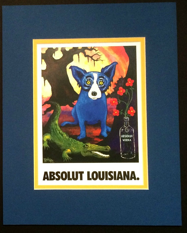 Blue Dog Absolut Louisiana, Matted - Blue