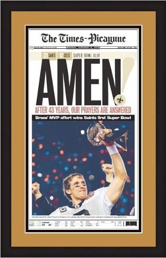 New Orleans Saints Times Picayune Front Page Framed - Super Bowl Champions